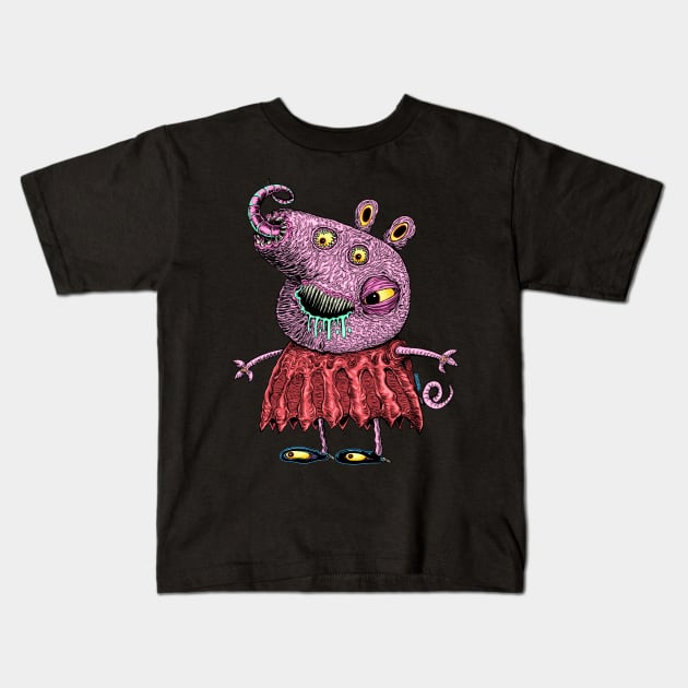 Pig Monster Kids T-Shirt by Robisrael